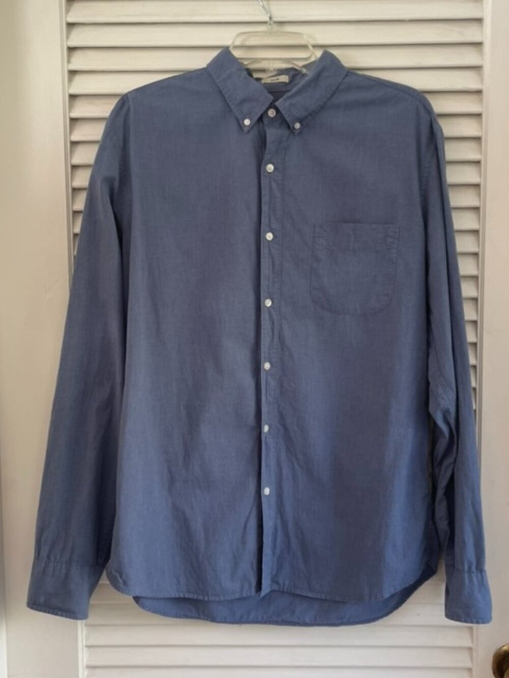 J.Crew Slim Stretch Secret Wash Button Down Shirt Blue Men's Large EUC